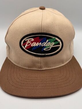 Vintage Bandag Tires Artsy Embroidered Logo Retro Beige/Tan Snapback Hat